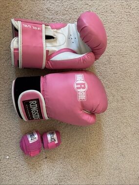 Pink Boxing Gloves with Pink Hand Wraps
